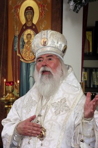 Joy is evident on Archbishop Job's face during a parish visit a few months before his repose.