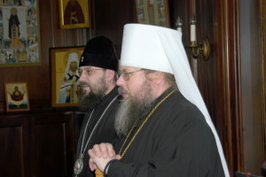 Ukrainian Archbishop visits Metropolitan Jonah at OCA Chancery